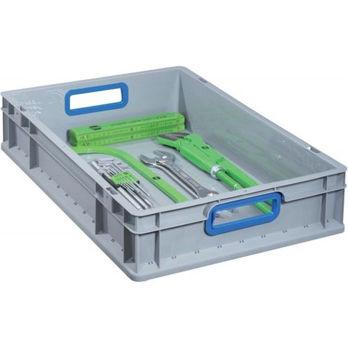 Boite EuroBox 622,600x400x220mmGriffe ouverte ,gris/bleu