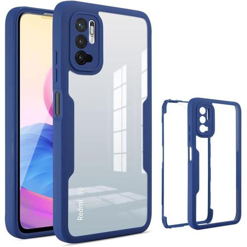 Coque Pour Oppo A94 5g Reno 5z Case, 360 Degree Full Body Shockproof Protective Cover With Built-In Screen Protecto-Bleu