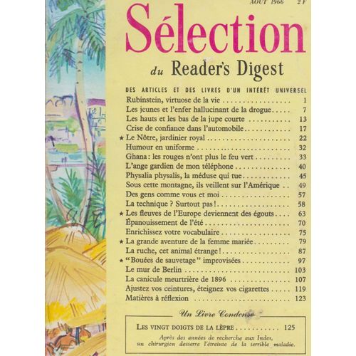 Selection Du Reader S Digest Aout 1966 . Rubinstein . Le Notre . La Ruche