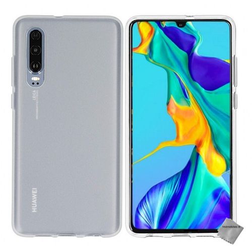 Housse Etui Coque Pochette Silicone Gel Fine Pour Huawei P30 + Film Ecran - Blanc Transparent