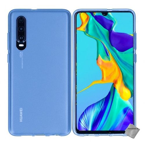 Housse Etui Coque Pochette Silicone Gel Fine Pour Huawei P30 + Verre Trempe - Bleu