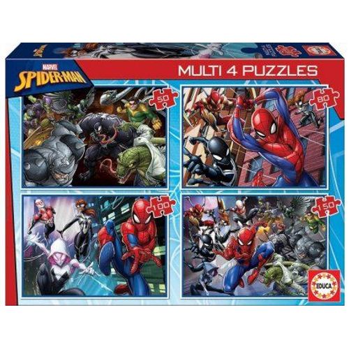 4 Puzzles Marvel - Spider-Man 50 - 80 - 100 - 150 Pieces - Puzzle Enfant - Collection Spiderman - Super Heros