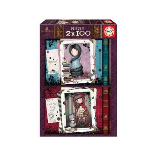 Set De 2 Puzzles Enfant De 100 Pieces : Le Petit Chaperon Rouge - Raiponce - Educa Collection Santoro Gorjuss