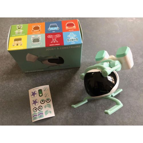 Hélicoptère Bleu Et Blanc - Jouet À Construire (Happy Meal Mc Donald's Mac Do 2019)