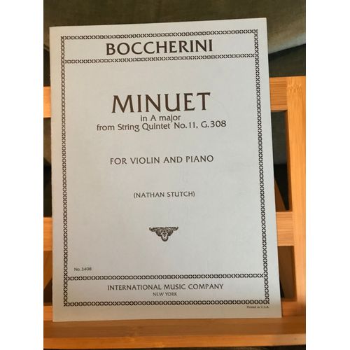 Boccherini Menuet La Majeur Transcr. Violon / Piano Partition Imc Nathan Stutch