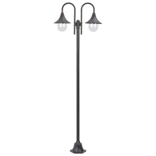 Lampadaire De Jardin E27 220 Cm Aluminium 2 Lanternes Bronze