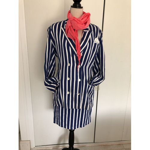 Ensemble Raye Bleu/Blanc Coton De Printemps/Ete