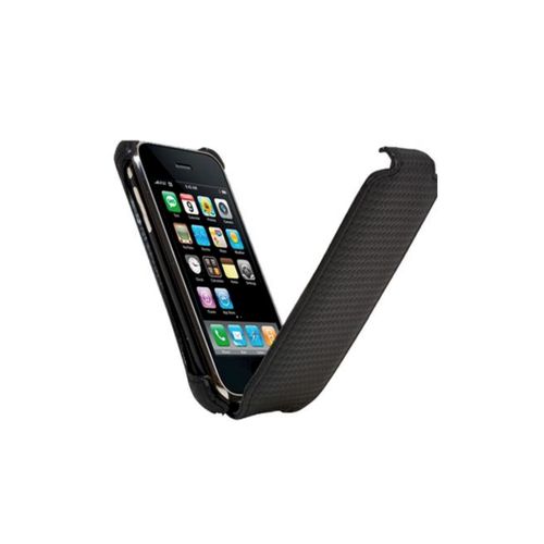 Etui Folio A Rabat Iphone 3g 3gs Carbone Noir Eco-Cuir (Pu)