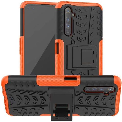 Coque Pour Oppo Realme 6 Pro Hybride Double Couche Housse Tpu Et Hard Pc Coque Avec Kickstand Orange