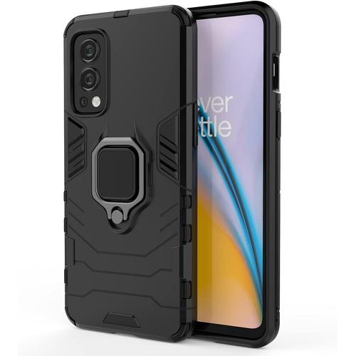 Coque Pour Oneplus Nord 2 5g Travailler Avec Le Support De Voiture Magnétique Avec Support D'anneau Coque. Noir