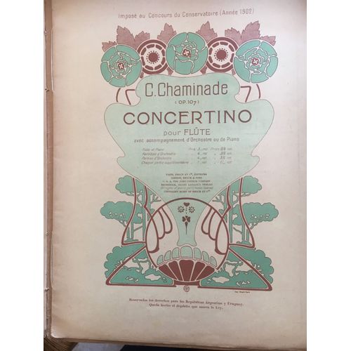 Concertino Pour Flûte Avec Accompagnement D'orchestre Ou Piano Op 107 De C. Chaminade
