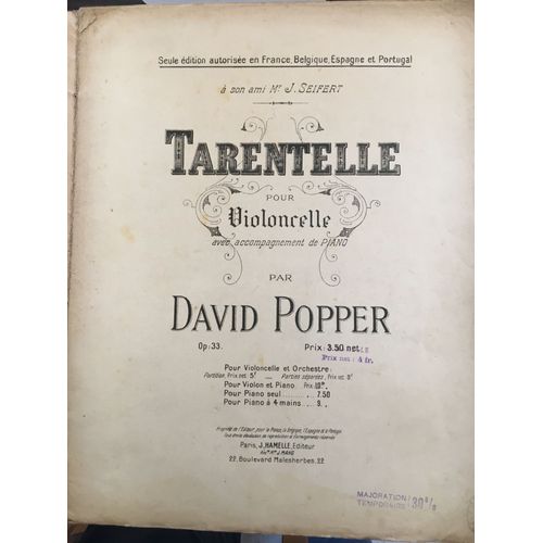 Tarentelle Pour Violoncelle Accompagnement Piano Par David Hopper Op 33