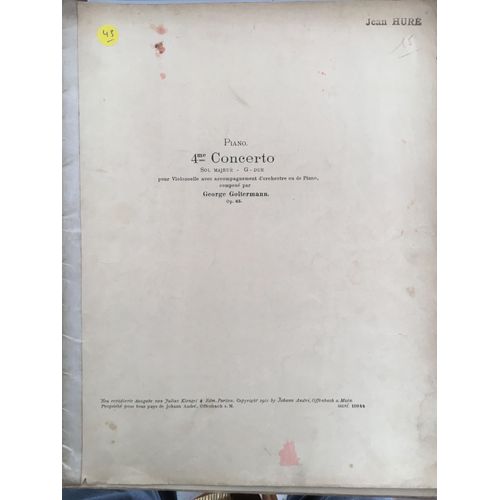 4ème Concerto En Sol Majeur Pour Violoncelle Op 65 De Georges Goltermann