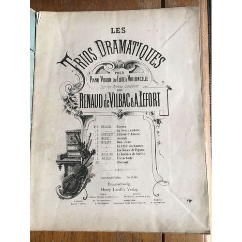 Oberon De Weber Pour Violoncelle, Violon (Ou Flûte) Et Piano