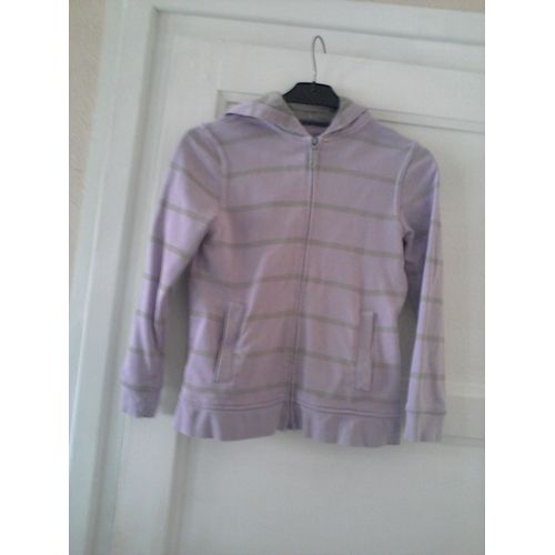 Veste Okaidi À Capuche Rayée Mauve Taille 8 Ans Comme Neuve