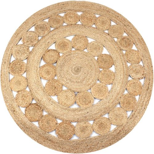 Vidaxl Tapis Jute Design Tressé 150 Cm Rond