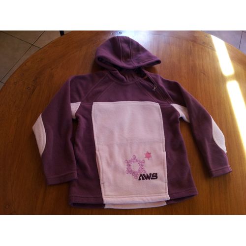 Sweat Aws À Capuche Rose Et Violet Taille 8 Ans Superbes Finitions Comme Neuf