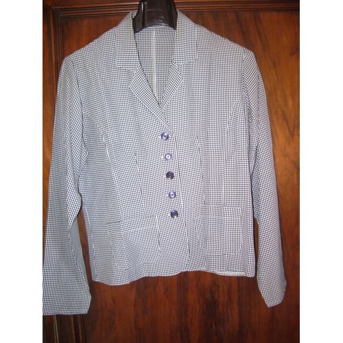 Veste À Carreaux Noirs/Blancs Taille 38 Viscose Neuve