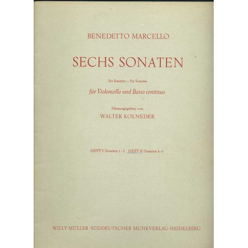 Benedetto Marcello : Sechs Sonaten Für Violoncello Und Basso Cintinuo