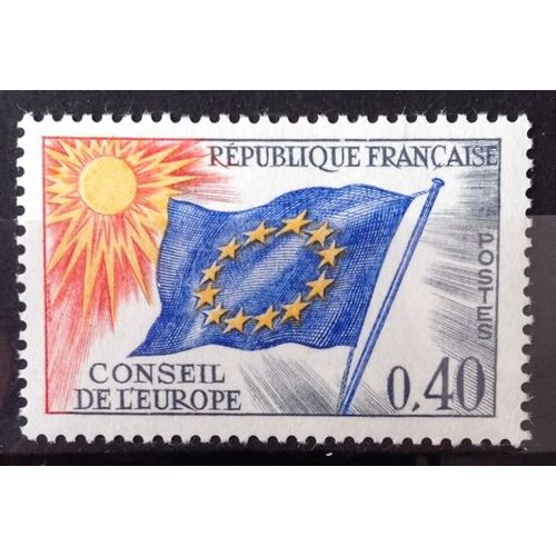 Conseil Europe Drapeau 0,40 Gris, Bleu, Jaune Et Rouge (Impeccable Service N° 31) Neuf** Luxe (= Sans Trace De Charnière) - France Année 1963 - N10511