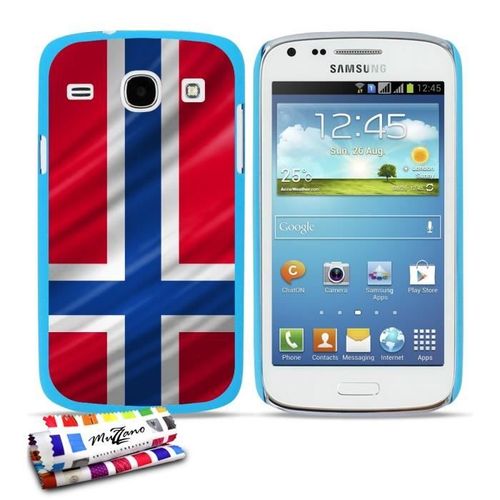 Coque Samsung Galaxy Core Drapeau Norvege Silicone Bleu Rigide (Tpu)