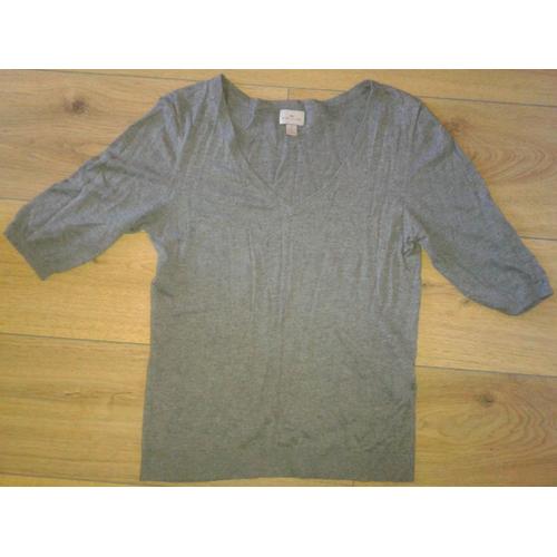 Pull Gris Col V Cyrillus Taille 0 34-36