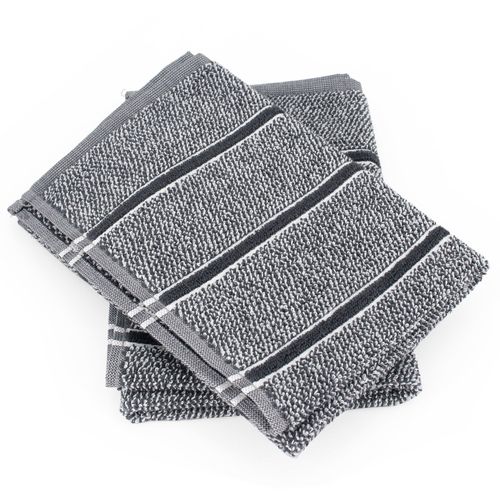 Lot De 2 Torchons De Cuisine 50x50 Cm Checks Gris