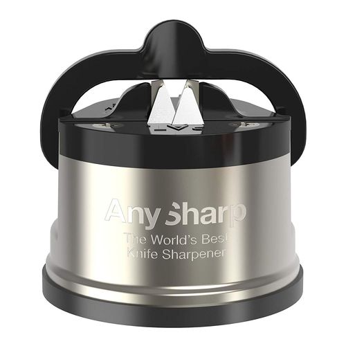 ANYSHARP Pro Aiguiseur de Couteaux Métal avec Ventouse Métal brossé 6 x 6 x 6,4 cm