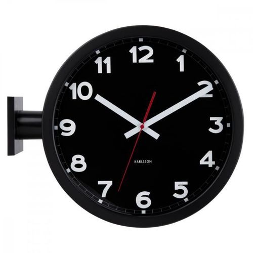 Horloge murale double face H38cm - Present Time - Noir -
