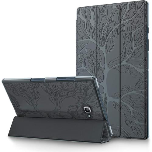 Coque Pour Samsung Galaxy Tab A 10.1 Pouce 2016 Étui Sm-T580/T585 (A6) Cuir Pu Housse De Protection À Trois Volets Flip Cover Avec Fonction Veille/Réveil Automatique Et Support, Gris Foncé