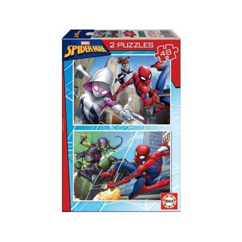 Set De 2 Puzzles De 48 Pieces Spider-Man Et Le Bouffon Vert - Educa Collection Super Heros Marvel - Spiderman