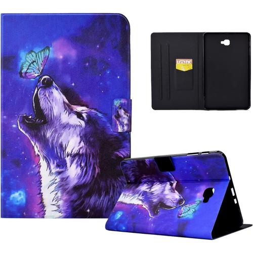 Coque Pour Samsung Galaxy Tab A 10.1 2016 (A6) Housse Sm-T580/T585 Cuir Pu Etui De Protection Avec Fonction Support Et Réveil/Sommeil, Flip Cover Case Avec Motif