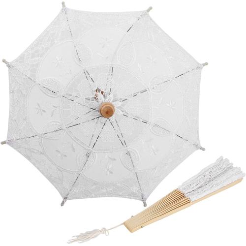 Dentelle Parapluie Fan Parasol pour Lady Femmes Party Decor Danse Photographie Prop