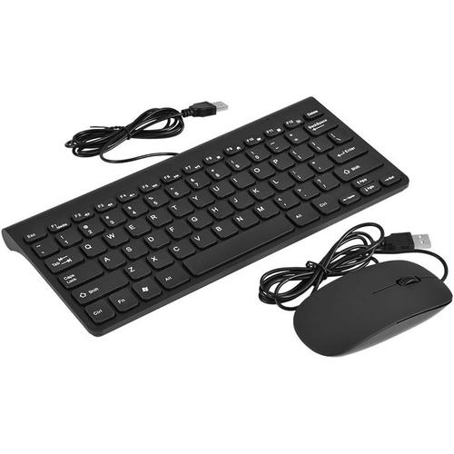 Clavier Filaire Souris Optique USB Ultra-Mince Ensemble de Souris Combo Soft-Touch pour Pc Ordinateur Portable Surface de Bureau Jeu Noir