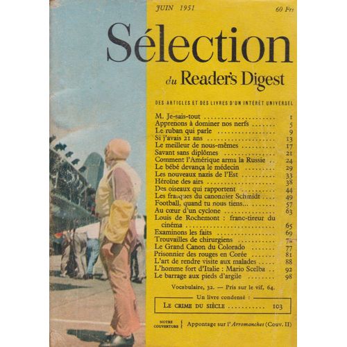 Selection Reader S Digest Juin 1951 . Savant Sans Diplomes . Nazis De L'est . Canonnier Schmidt .