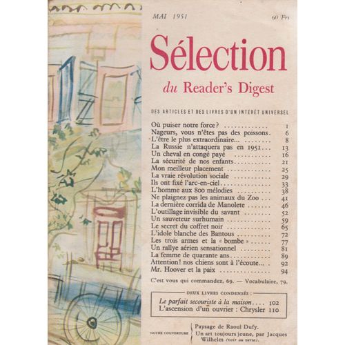 Selection Reader S Digest Mai 1951 . Cheval Whisky . Corrida De Manolete . Godsky Et Mannes O