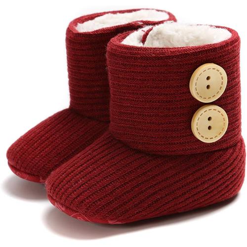 Bottes De Neige Pour Nouveau-Né Avec Bouton Et Semelle Antidérapante - Style Mignon Pour Enfants - Pour L'intérieur Et L'extérieur - Rouge - Taille 11 - - 31