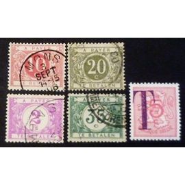 Belgique Taxe Oblitéré Y Et T N° 27 28 36 47 Lot De 5 Timbres De 1919-70