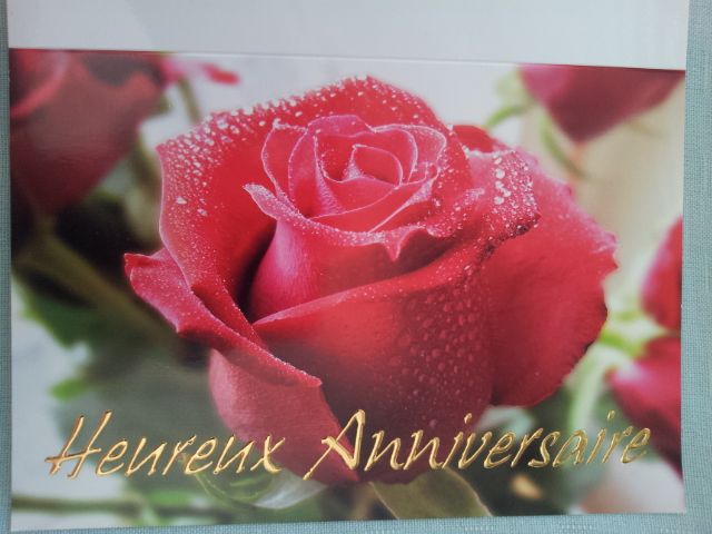 Carte Heureux Anniversaire Rose Rouge Sous La Rosee Son Enveloppe Rouge Rakuten