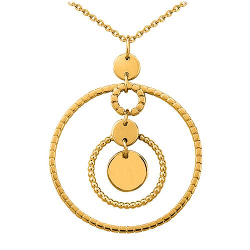 Altesse [Q7942] - Collier Sautoir Plaqué Or 'chorégraphie' Doré (Cercles) - 80 Cm, 30 Mm