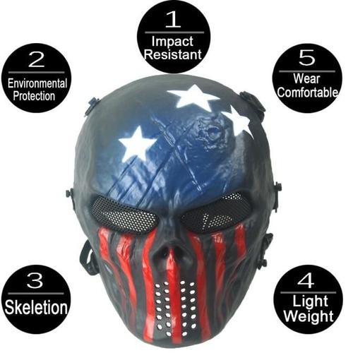 Airsoft Facial Crâne Squelette Cs Masque Tactique Militaire Halloween