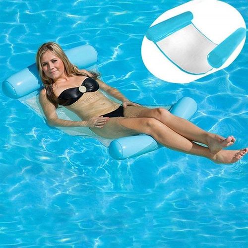 Le Hamac D'eau Pliable Extérieur Augmentent De Personnes Le Matelas De Lit Gonflable D'air De Chaise Longue De Lit (Bleu)