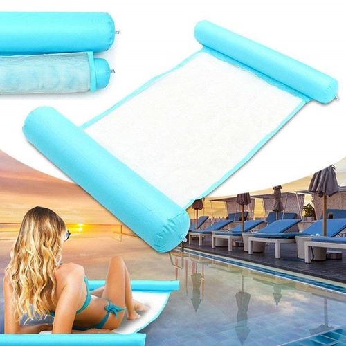 Flotteur Pliable De Plage De Piscine De Matelas Pneumatique Pour Les Aquatiques D'hamac De Chaise Longue De Lit D'adulte (Bleu)