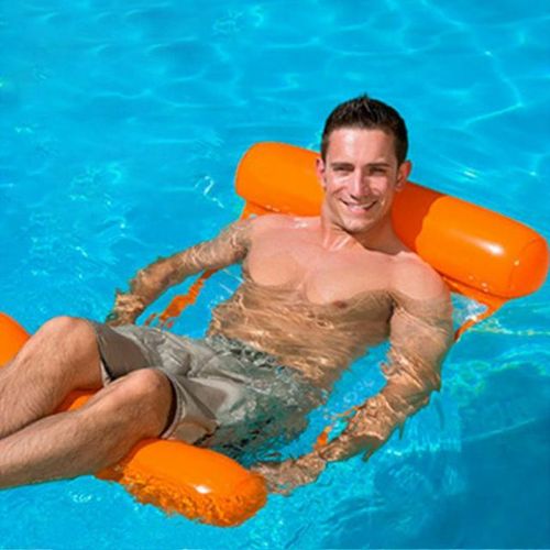 Améliorer Drifter De Chaise Longue De Lit Flottant D'hamac D'eau Gonflable Pliable Piscine Coussin Flotteur De Plage (Orange)