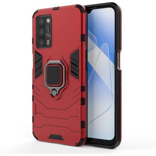 Coque Pour Oppo A16 4g, 360° Support Rotatif 5 Fois Qualité Militaire Anti-Chute Protection Étui Housse Pc Et Tpu, Rouge