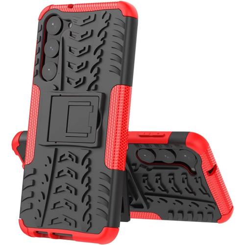 Coque En Silicone Pour Samsung Galaxy S23+ 5g 6.6"" Inches , Armour Béquille Anti Fall Anti Slip Mobile Phone Etui-Rouge