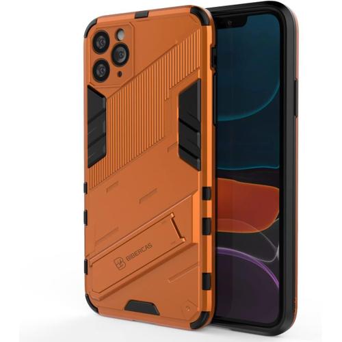 Coque De Téléphone Pour Iphone 11 Pro Max 6.5"" Inches Avec Housse De Protection Antichoc En Silicone Pour Béquille Pc-Orange