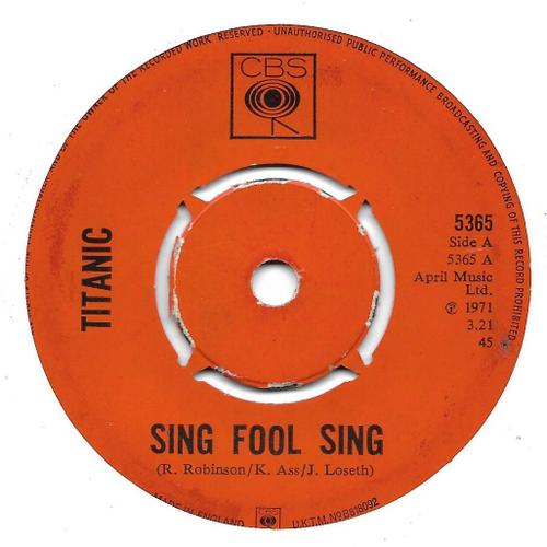 Sing Fool Sing / Angleterre