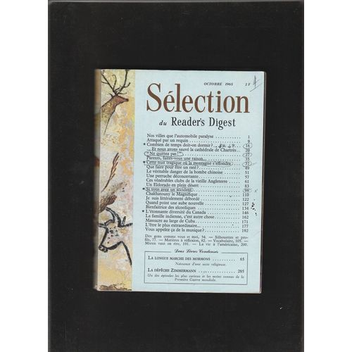 Selection Du Reader Digest Octobre 1965 . Chartres . Chakhatouny . Marty Mann . Mormons