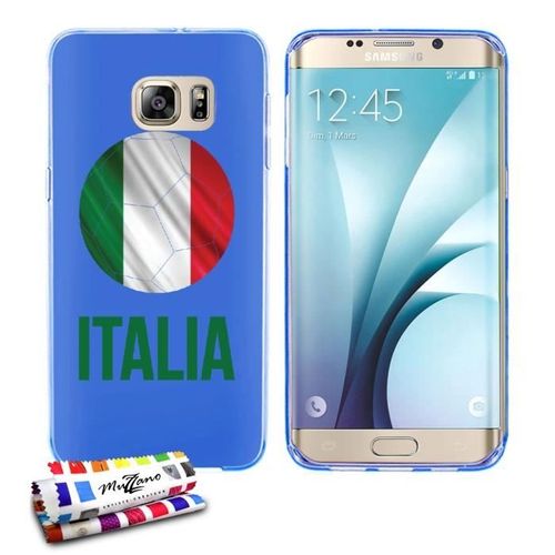 Coque Samsung Galaxy S6 Edge Ballon Italie Silicone Bleu Souple (Tpu)